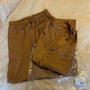 NEW Nuuds Cinnamon Satin Pajama Set | Long Sleeve + Pants